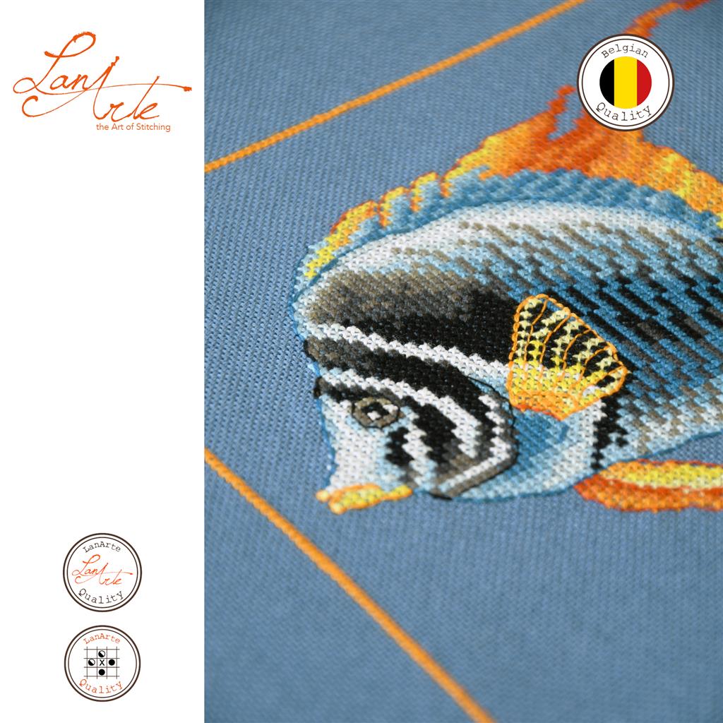 LanArte | Borduurpakket Vuur zebravis | Katoen | 21 x 20 cm