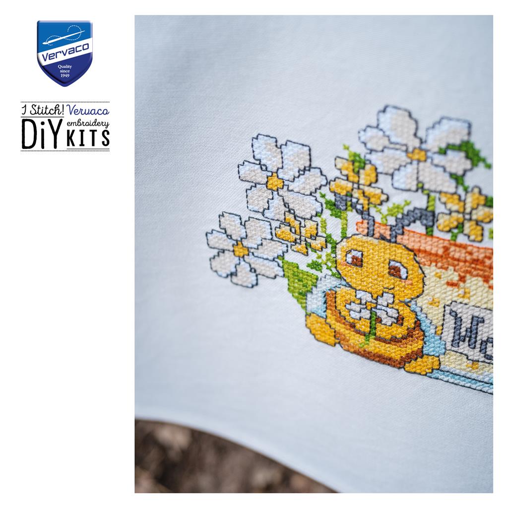 Vervaco | Handdoek kit Happy Bee | ca. 46 x 71 cm