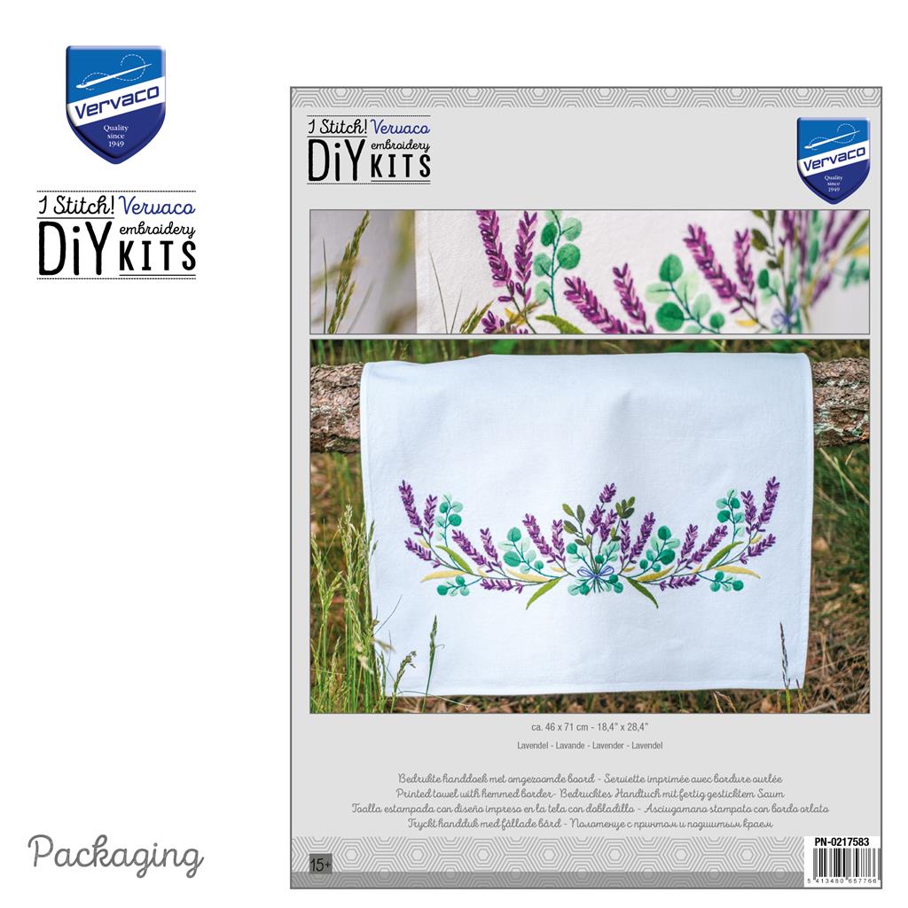 Vervaco | Handdoek kit Lavendel | ca. 46 x 71 cm