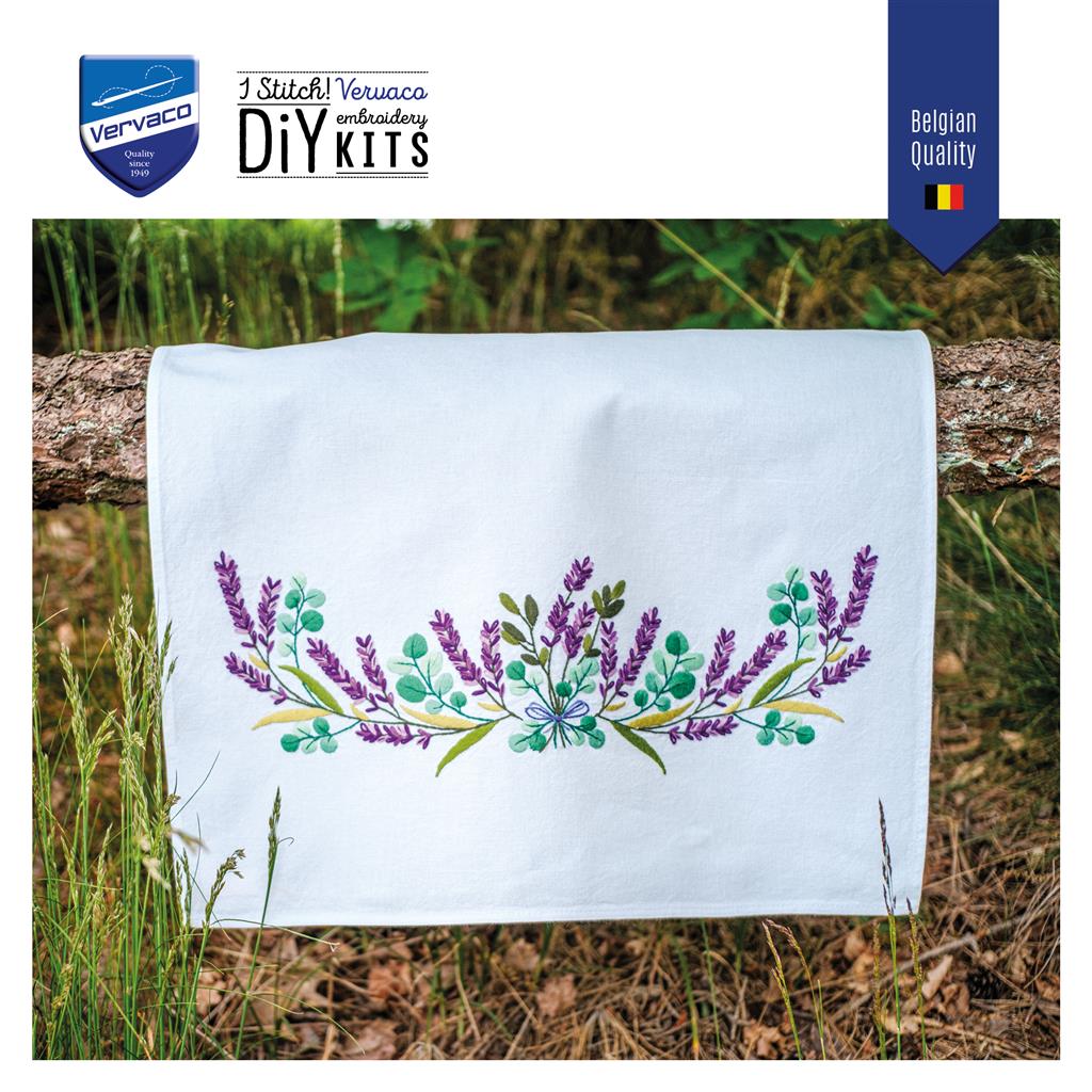Vervaco | Handdoek kit Lavendel | ca. 46 x 71 cm