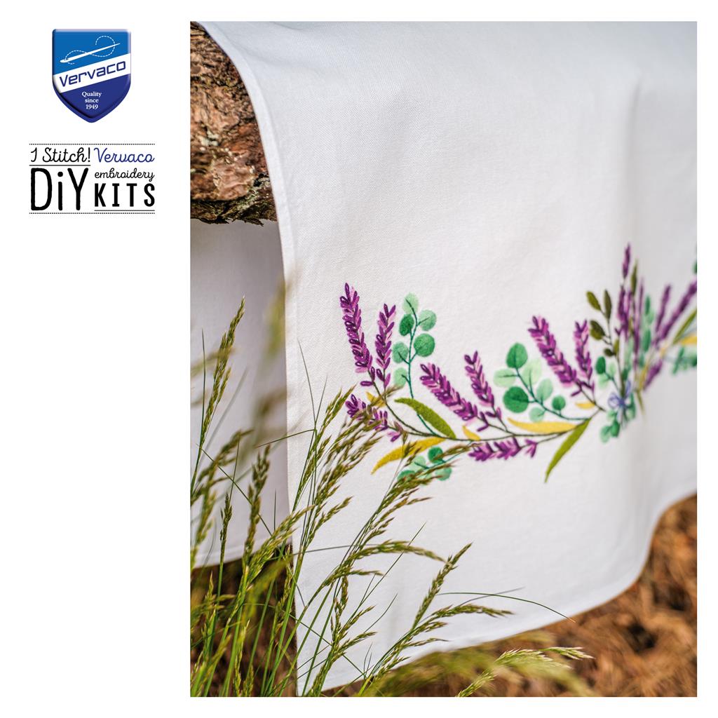 Vervaco | Handdoek kit Lavendel | ca. 46 x 71 cm