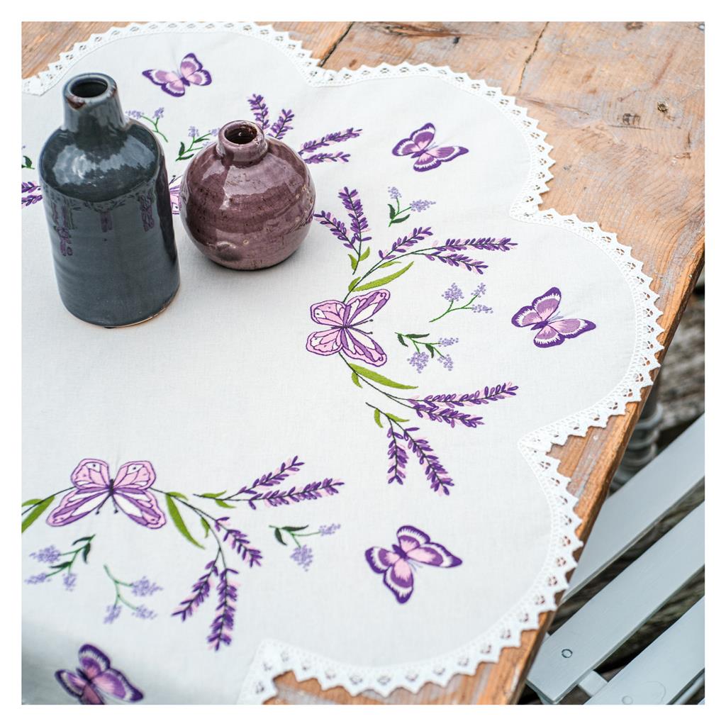 Vervaco | Vorm tafelkleed kit Lavendel | ca. 75 x 75 cm