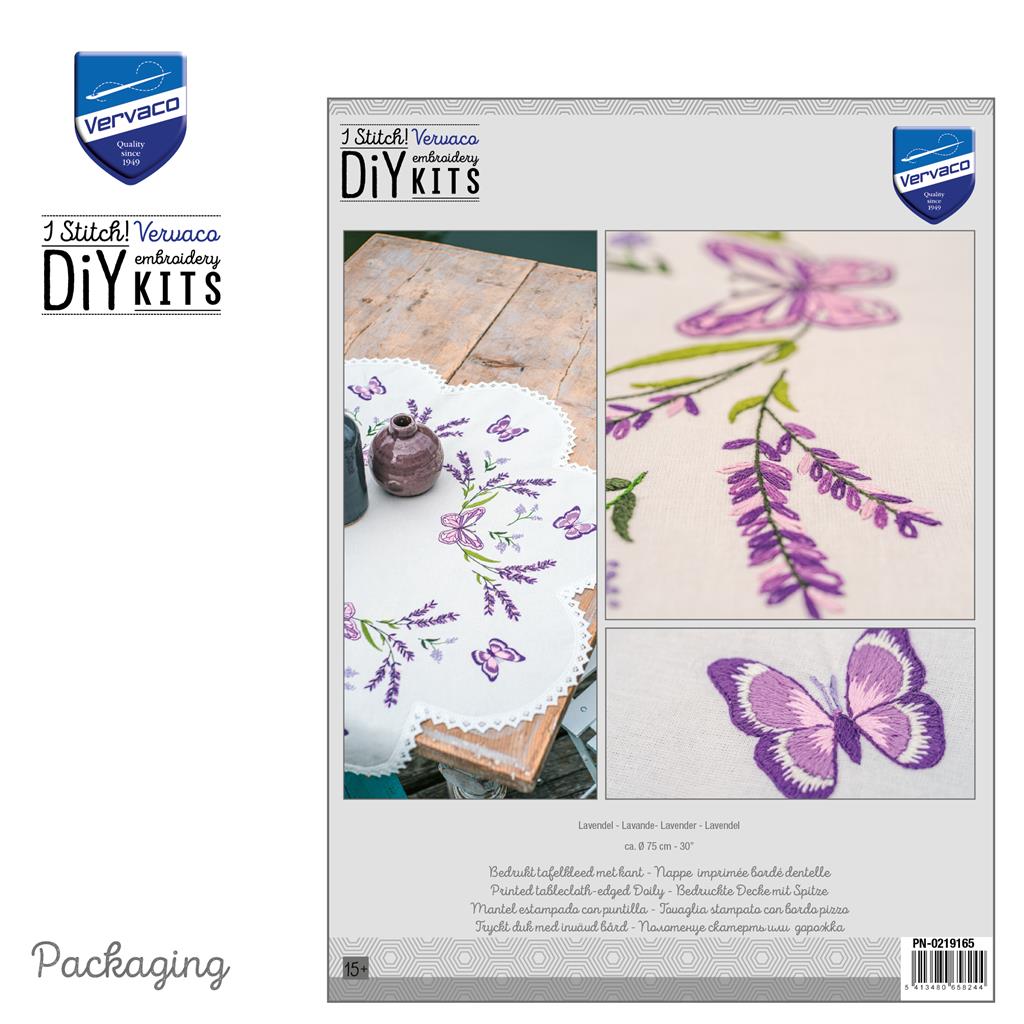 Vervaco | Vorm tafelkleed kit Lavendel | ca. 75 x 75 cm
