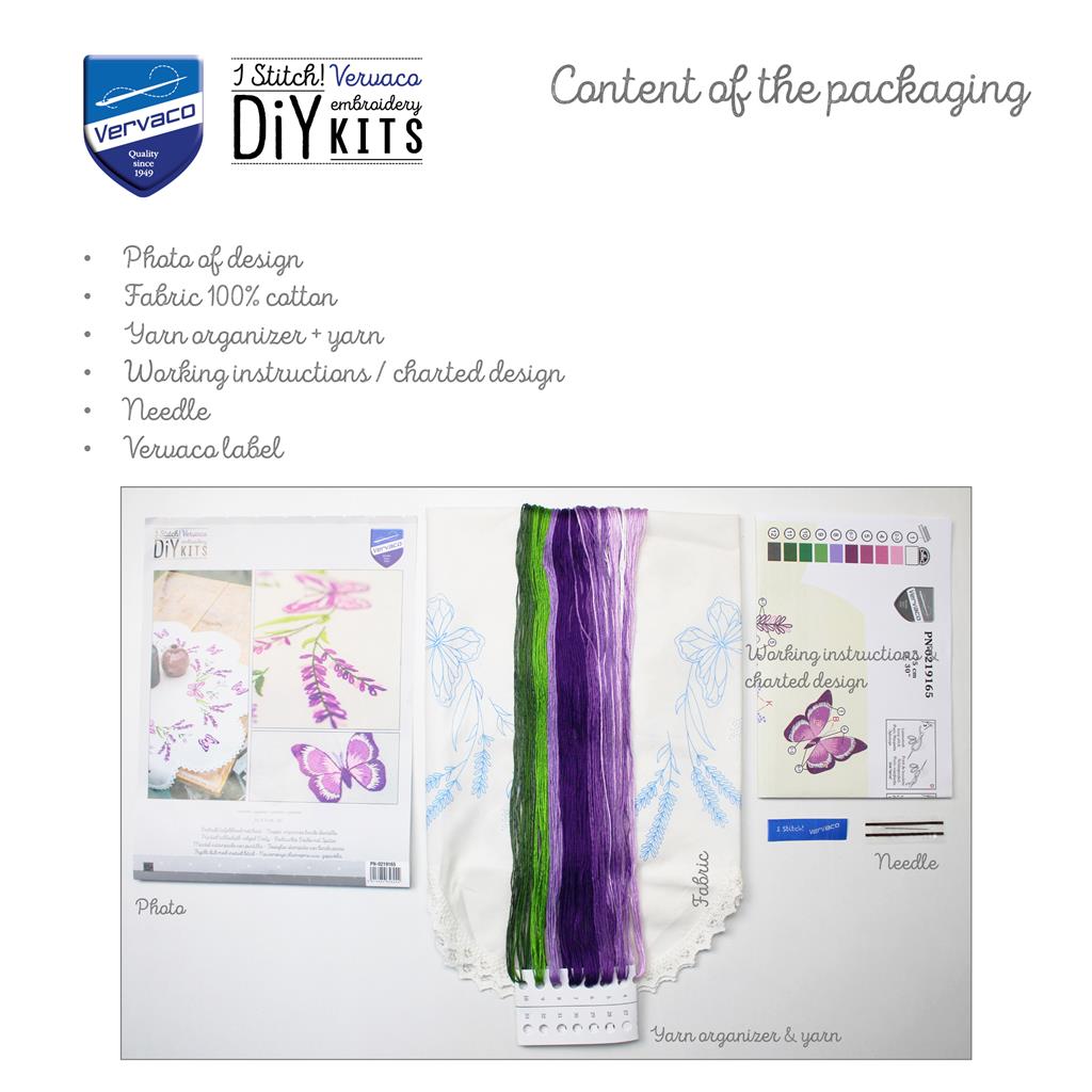 Vervaco | Vorm tafelkleed kit Lavendel | ca. 75 x 75 cm
