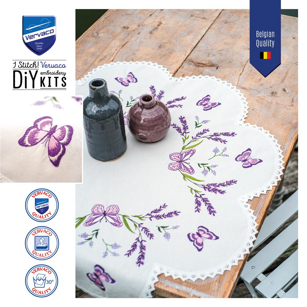 Vervaco | Vorm tafelkleed kit Lavendel | ca. 75 x 75 cm