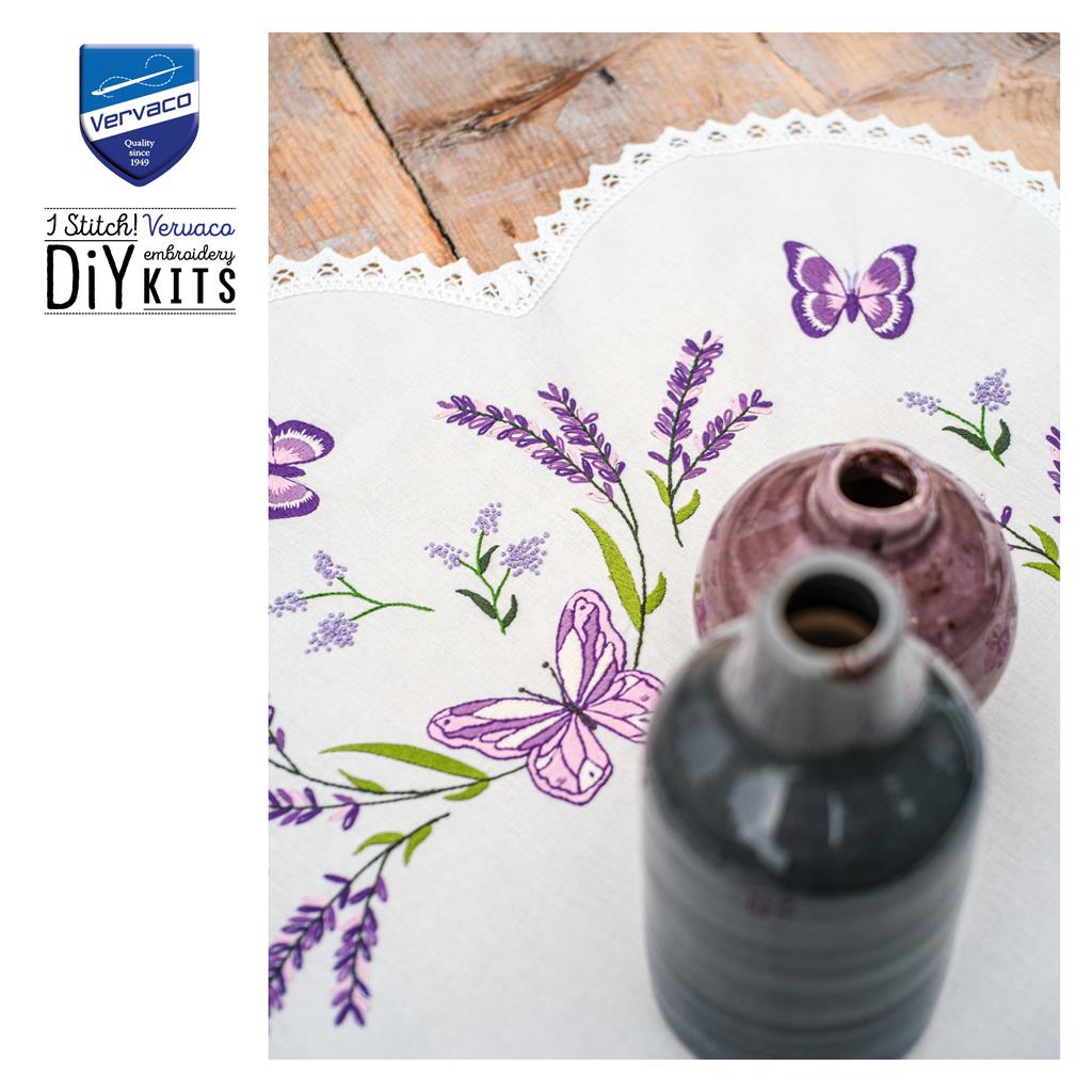 Vervaco | Vorm tafelkleed kit Lavendel | ca. 75 x 75 cm