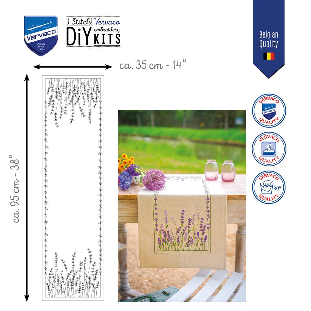 Vervaco | Loper kit Lavendel | ca. 35 x 95 cm
