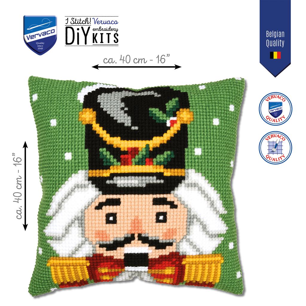 Vervaco | Kruissteekkussen kit Notenkraker | ca. 40 x 40 cm