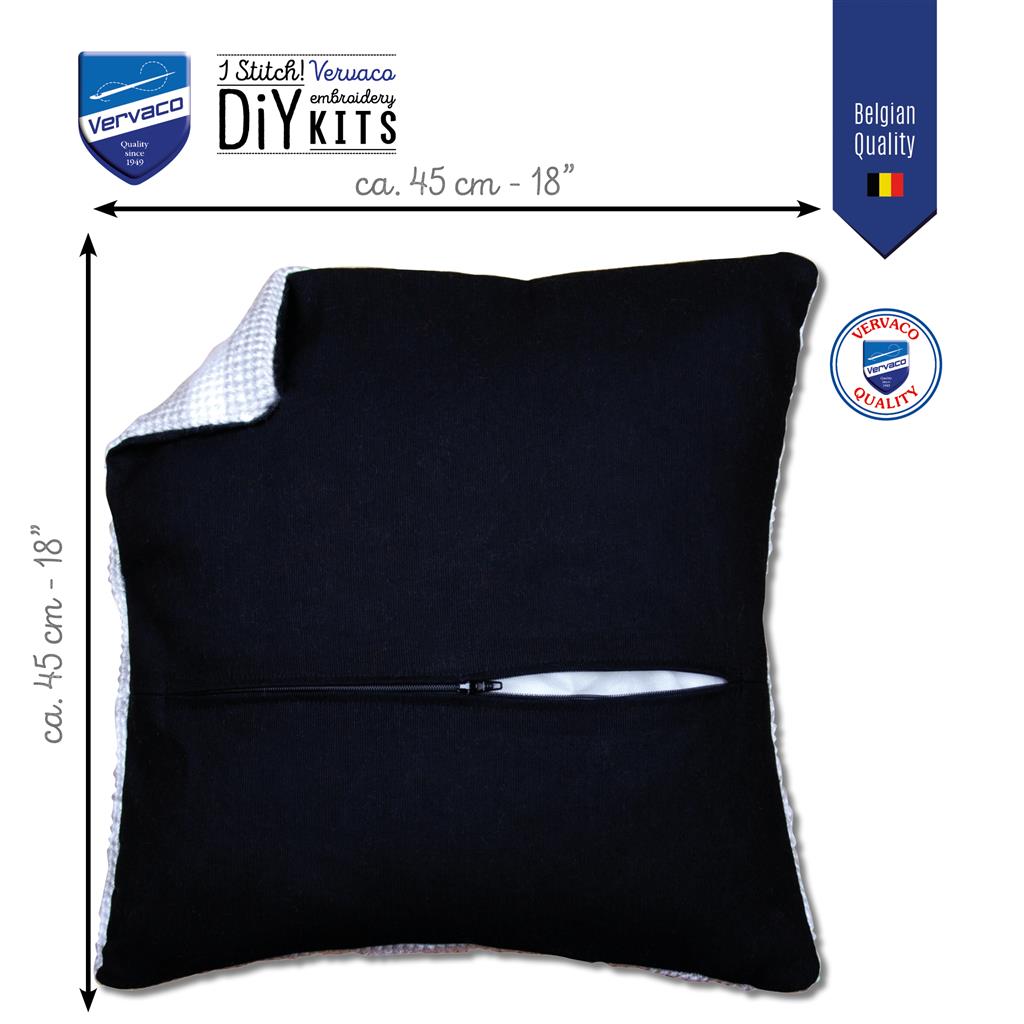 Vervaco | Kussenrug met rits - zwart set van 2 | ca. 45 x 45 cm