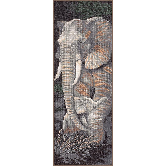 LanArte | Borduurpakket Olifant met jong | Katoen | 17 x 50 cm