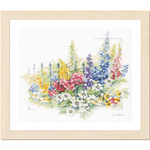 LanArte | Borduurpakket Bloemen explosie | 45 x 40 cm | Aida