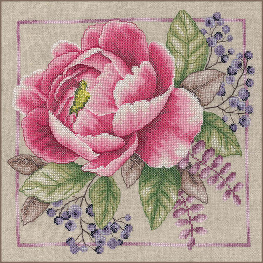 LanArte | Borduurpakket Bloem Roze | 33 x 33 cm