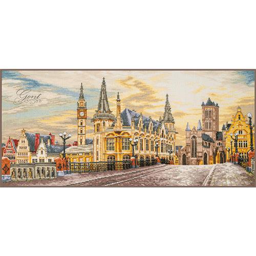 LanArte | Borduurpakket Stadszicht van Gent | 70 x 35 cm