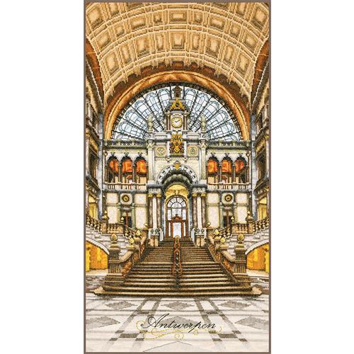 LanArte | Borduurpakket Centraal station van Antwerpen | 35 x 70 cm