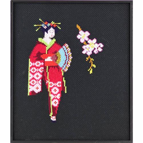 Pako Geisha Bloem Borduurpakket (Telpatroon Aïda, 21x25 cm)