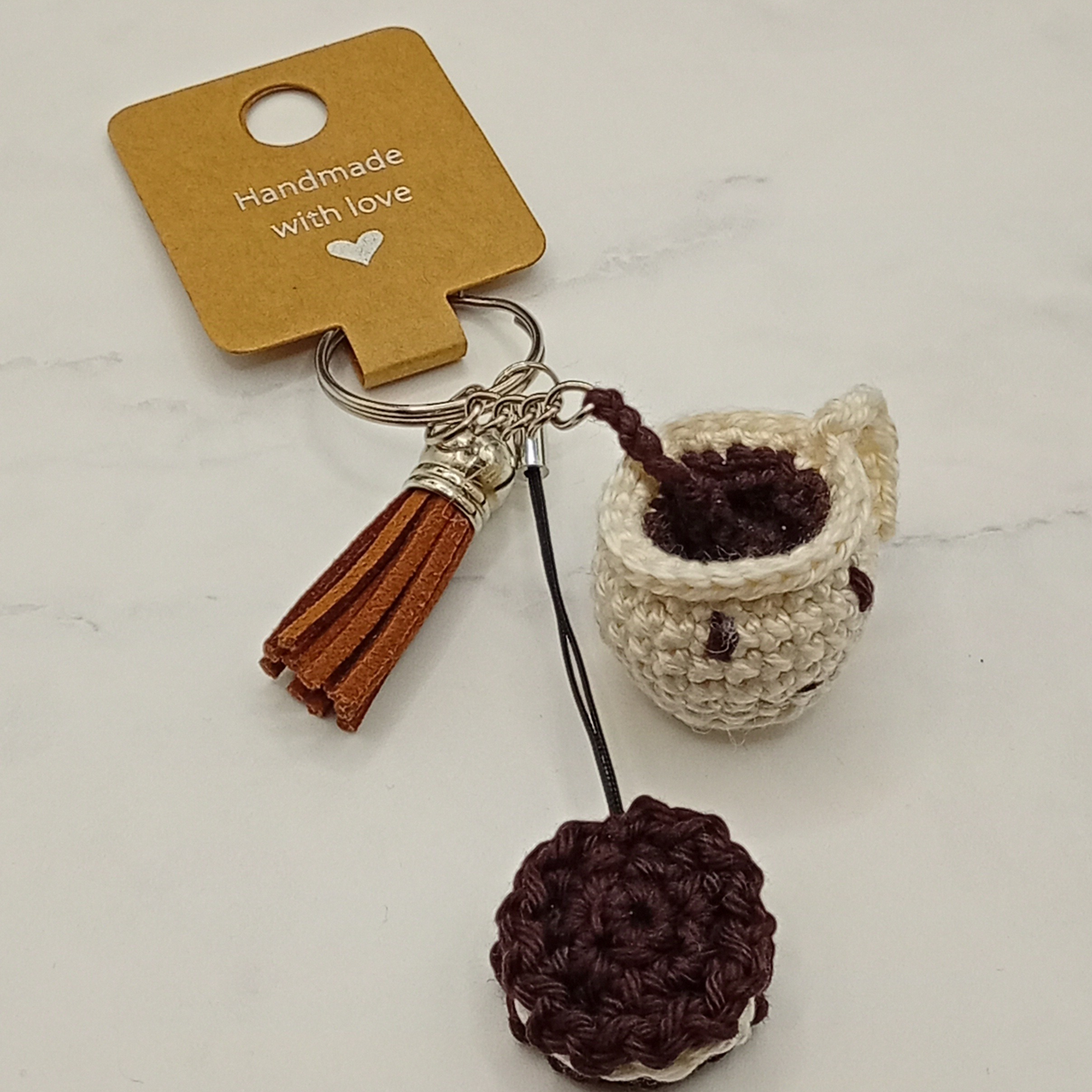 Handgemaakt | Sleutelhanger Gehaakt Koffie & Koekje