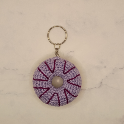 Handgemaakt | Sleutelhanger Donut Ø 6 cm paars