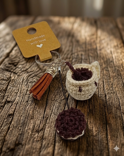 Handgemaakt | Sleutelhanger Gehaakt Koffie & Koekje