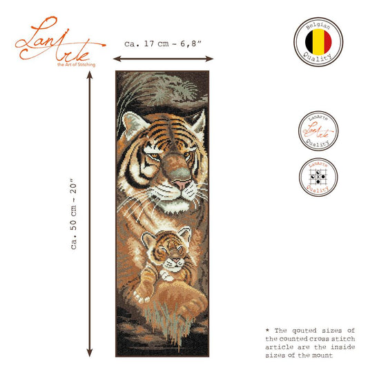 LanArte | Borduurpakket Tijger met jong | 17 x 50 cm