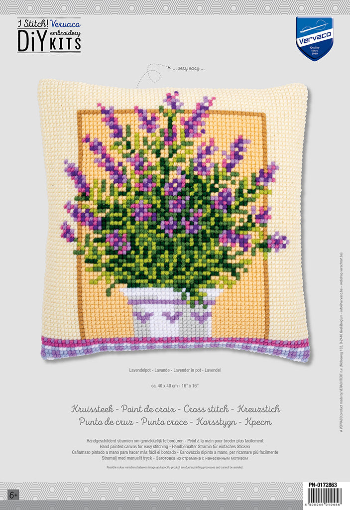 Vervaco | Kruissteekkussen kit Lavendelpot