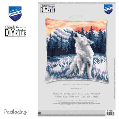 Vervaco | Kruissteekkussen kit Wolf in de winter