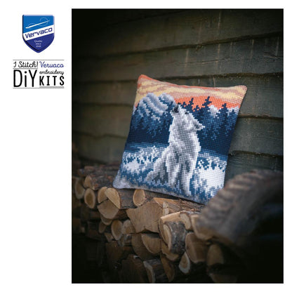 Vervaco | Kruissteekkussen kit Wolf in de winter