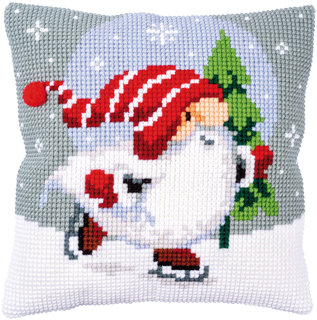 Vervaco | Kruissteekkussen kit Kerstkabouter op ijs