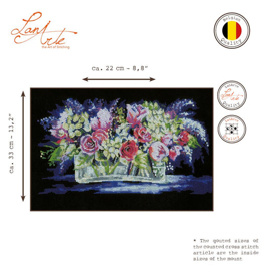 LanArte | Borduurpakket Roses and Lilacs | 22 x 33 cm