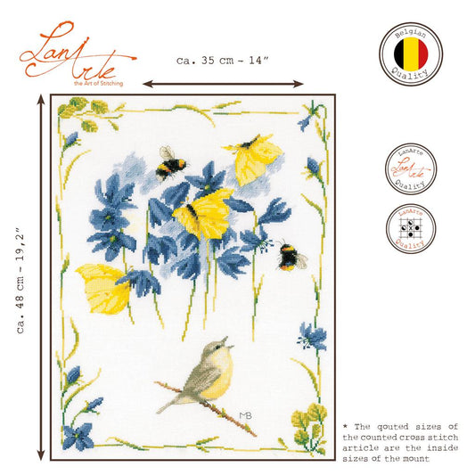 LanArte | Borduurpakket Tjirpende Tjiftjaf | 35 x 48 cm