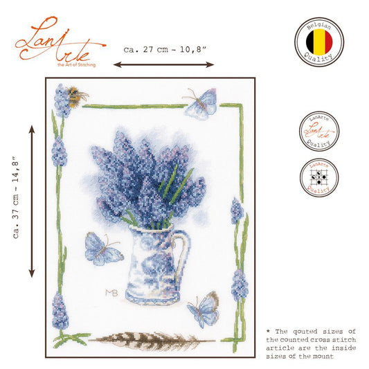 LanArte | Borduurpakket Blauwe druifjes | 27 x 37 cm