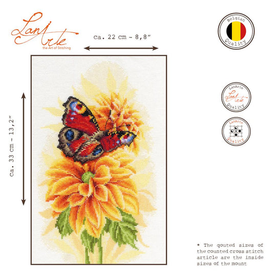 LanArte | Borduurpakket Vlinder | 22 x 33 cm