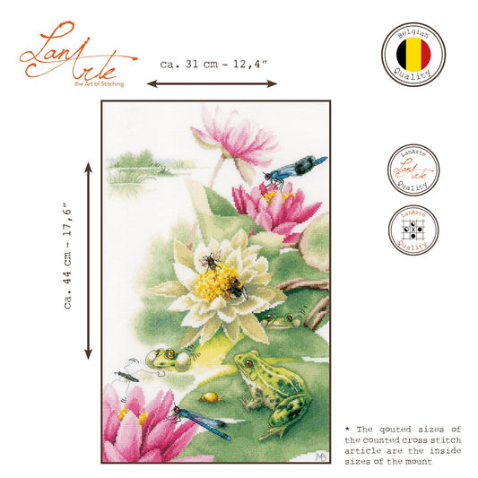 LanArte | Borduurpakket Lelies en kikkers | 31 x 44 cm