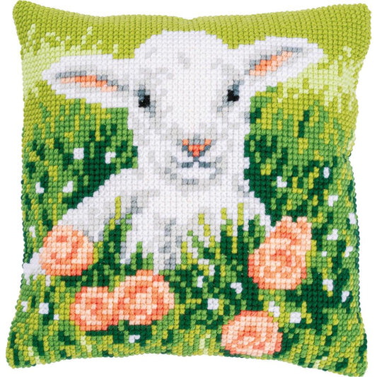 Vervaco | Kruissteekkussen kit Lam tussen bloemen