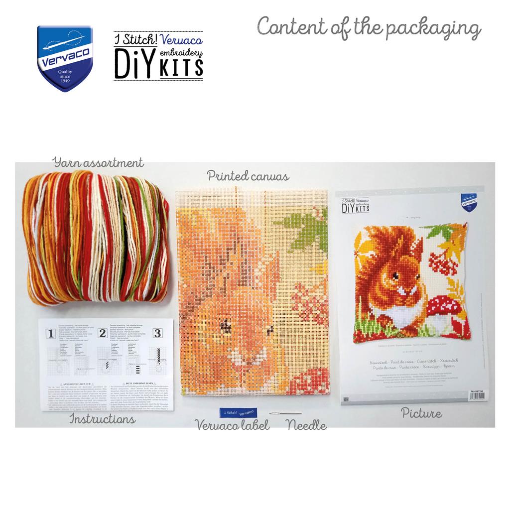 Vervaco | Kruissteekkussen kit Eekhoorn in de herfst