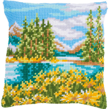 Vervaco | Kruissteekkussen kit Berglandschap met meer