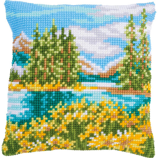 Vervaco | Kruissteekkussen kit Berglandschap met meer