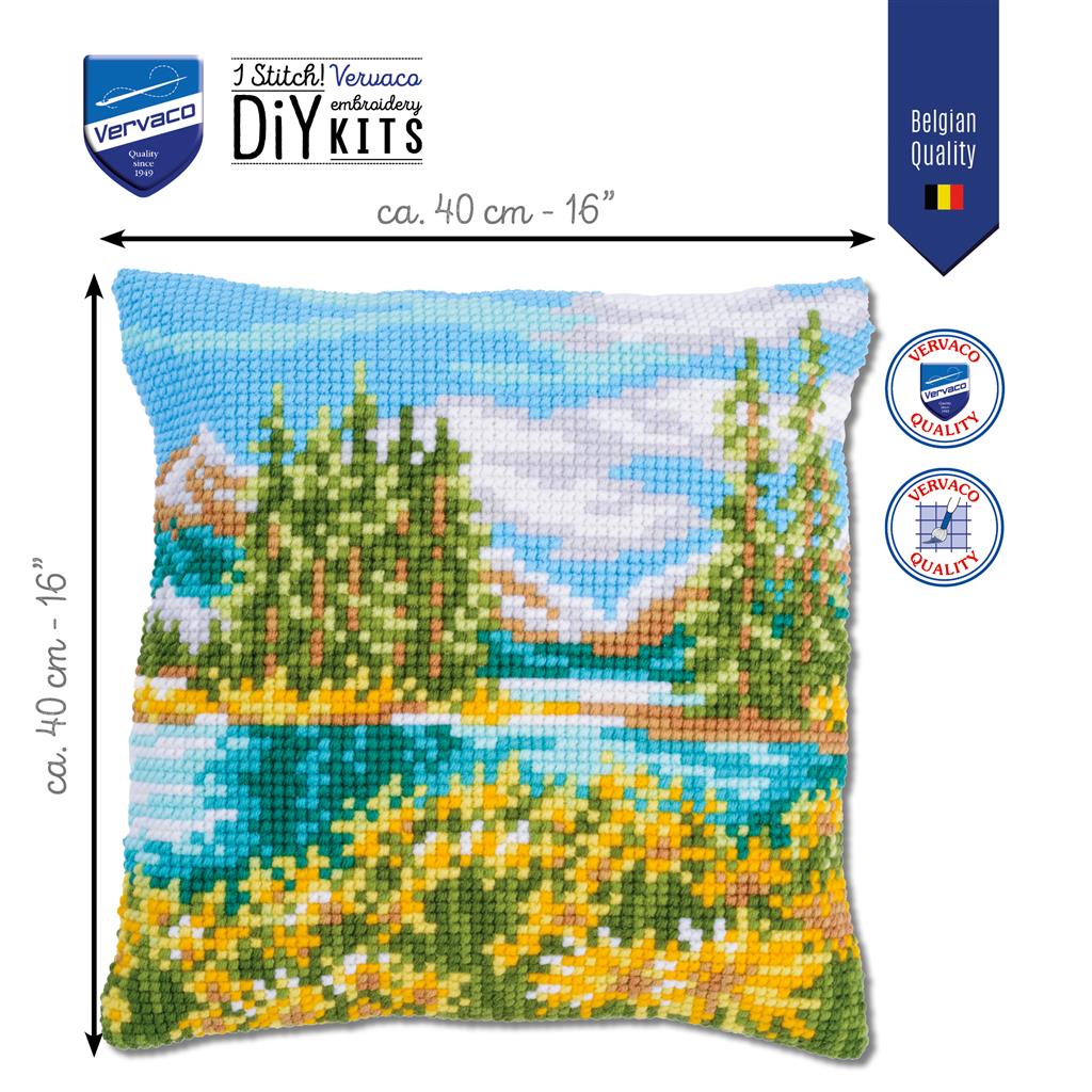 Vervaco | Kruissteekkussen kit Berglandschap met meer