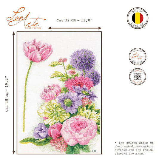 LanArte | Borduurpakket Bloemenpracht | Aida | 32 x 48 cm
