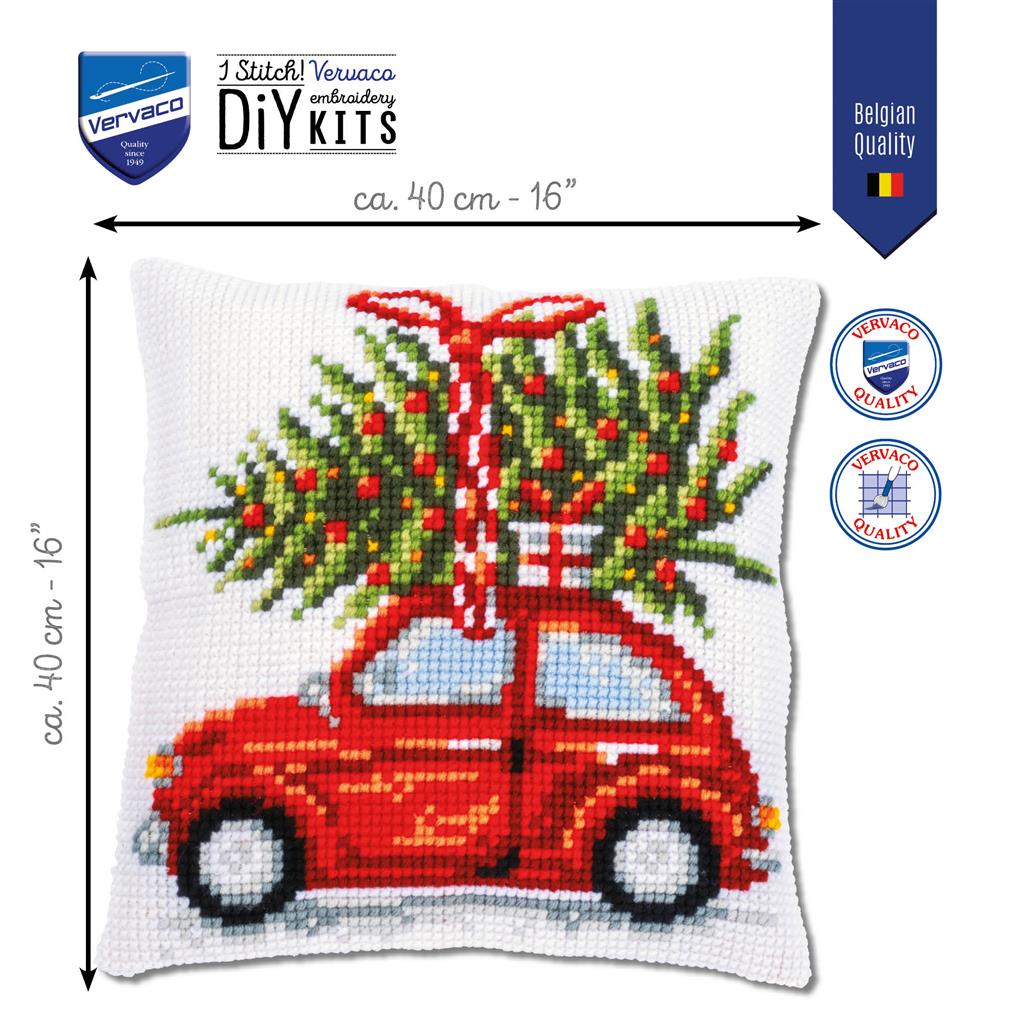Vervaco | Kruissteekkussen kit Kerstauto