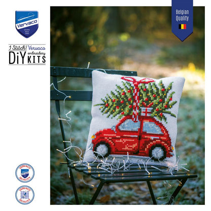 Vervaco | Kruissteekkussen kit Kerstauto