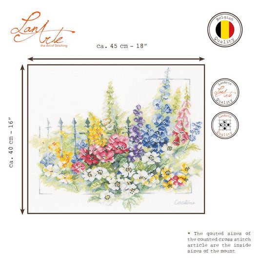 LanArte | Borduurpakket Bloemen explosie | 45 x 40 cm | Aida