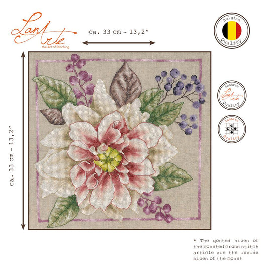 LanArte | Borduurpakket Bloem Wit | 33 x 33 cm