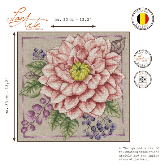 LanArte | Borduurpakket Bloem | 33 x 33 cm