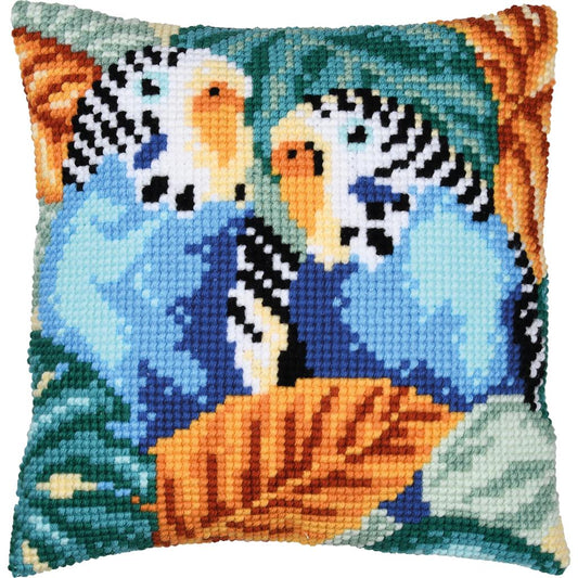 Vervaco | Kruissteekkussen kit Parkieten | ca. 40 x 40 cm