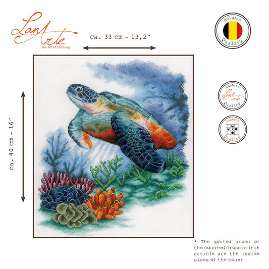 LanArte | Borduurpakket Onderzeese schatten | Katoen | 33 x 40 cm