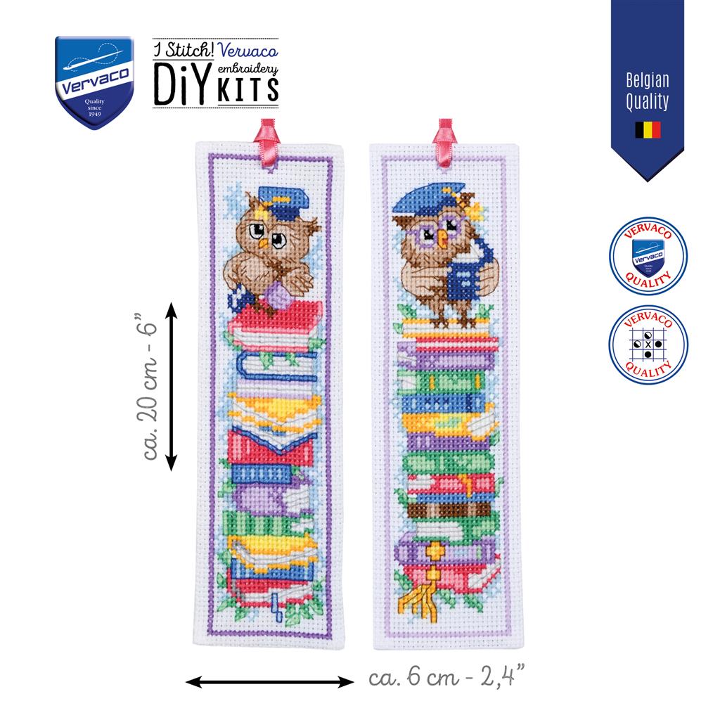 Vervaco | Bladwijzer kit Uilen set van 2 | ca. 6 x 20 cm