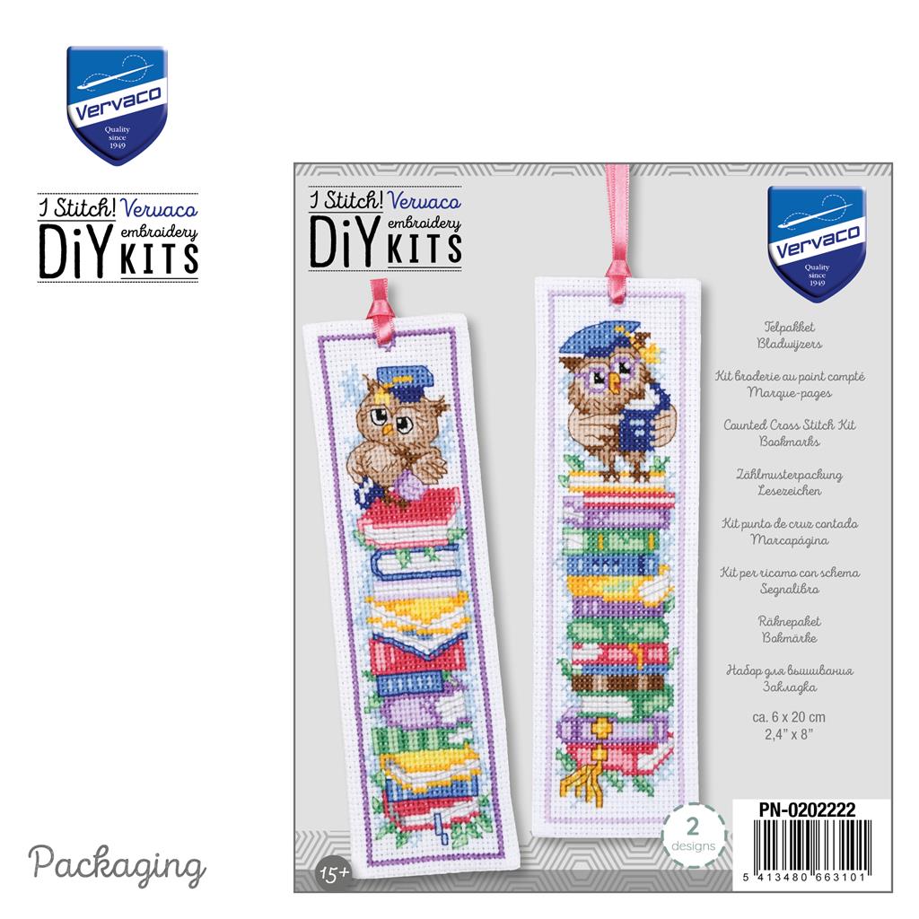 Vervaco | Bladwijzer kit Uilen set van 2 | ca. 6 x 20 cm