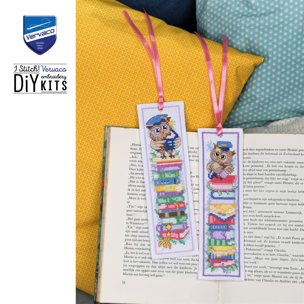 Vervaco | Bladwijzer kit Uilen set van 2 | ca. 6 x 20 cm