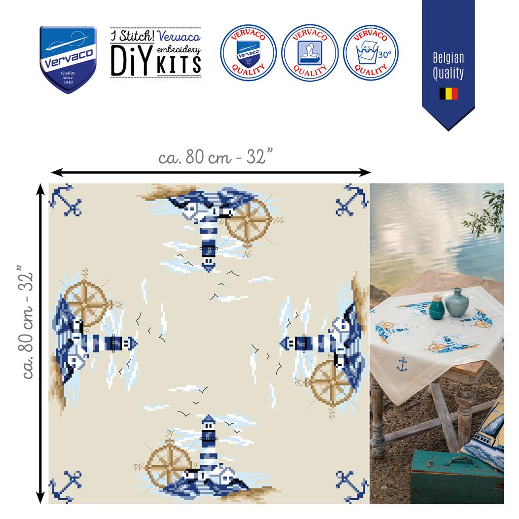 Vervaco | Tafelkleed kit Marine | ca. 80 x 80 cm