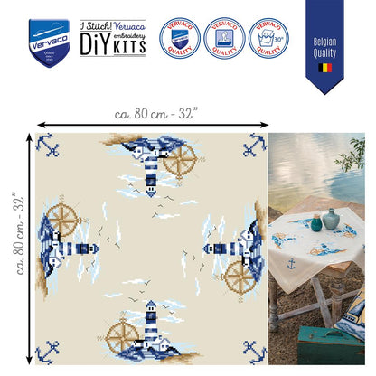 Vervaco | Tafelkleed kit Marine | ca. 80 x 80 cm